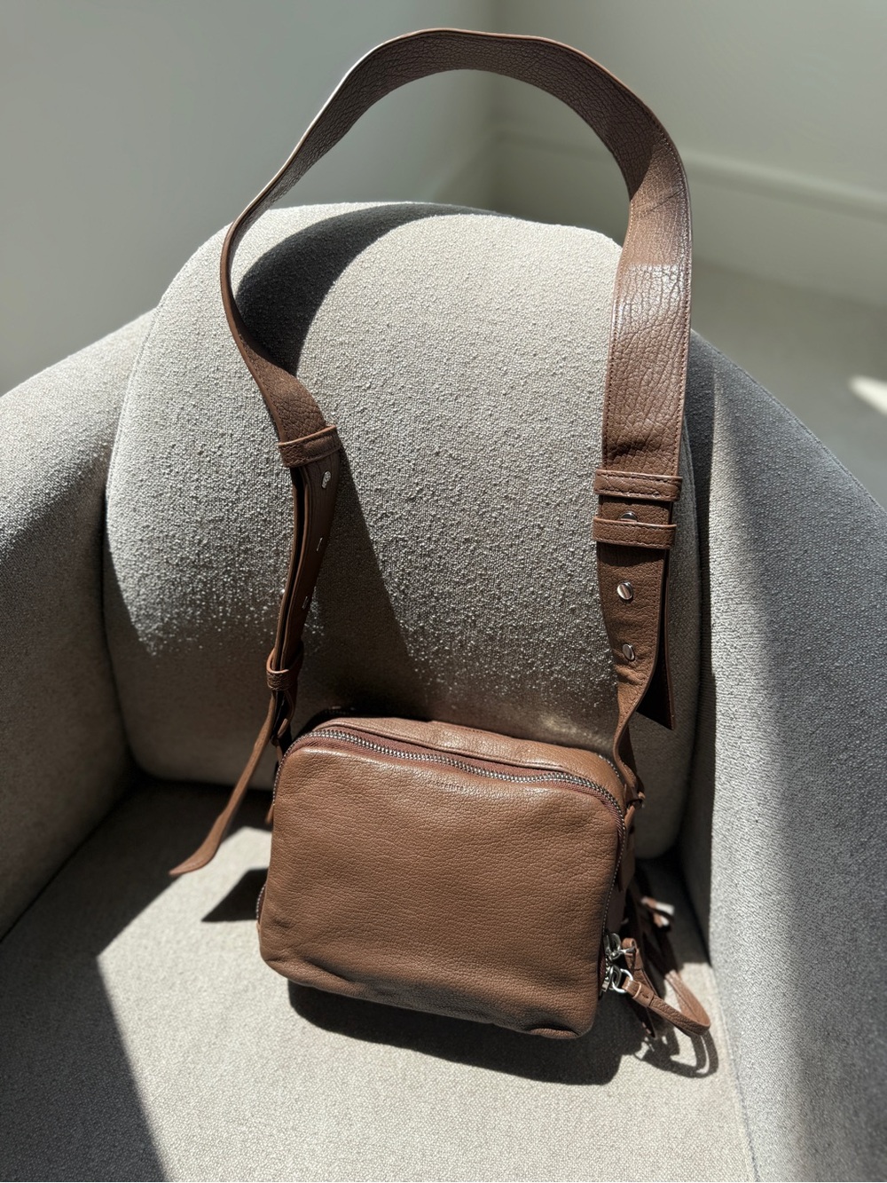 All Saints Tan-Brown Leather Messenger Bag - Picture 7 of 15
